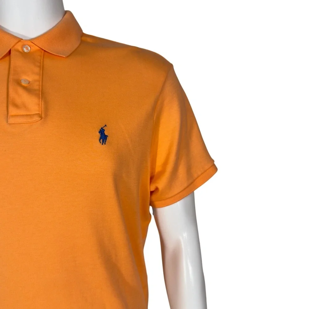Polo Ralph Lauren Polo Shirt Mens L Orange Excellent Custom Fit Pony Logo